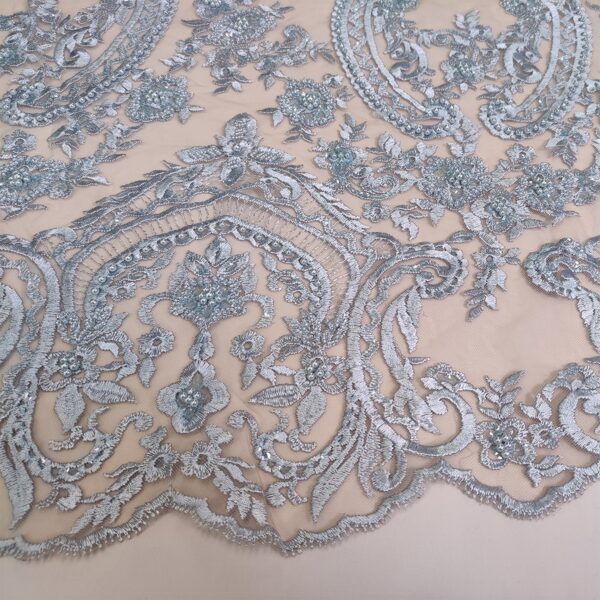 Tessuto tulle mano seta ricamato con perle motivo floreale carta da zucchero