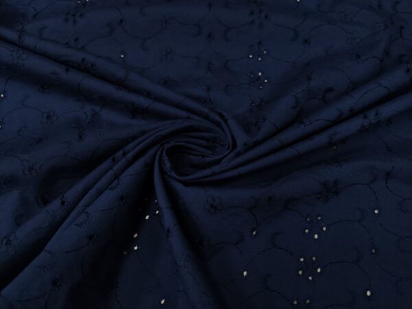 Tessuto Sangallo in tinta unita blu notte