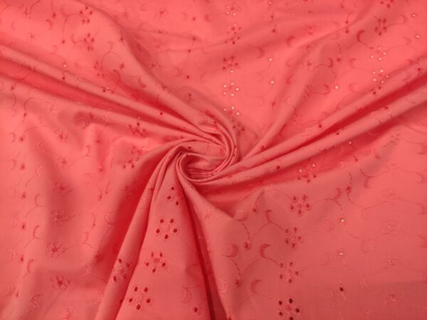 Tessuto Sangallo in tinta unita corallo