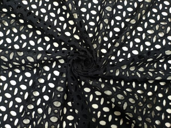 Tessuto Sangallo in tinta unita nero 02