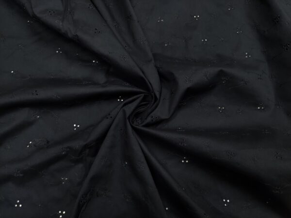 Tessuto Sangallo in tinta unita nero 03