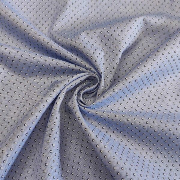 Tessuto Popeline di cotone a fantasia motivo celeste - bianco