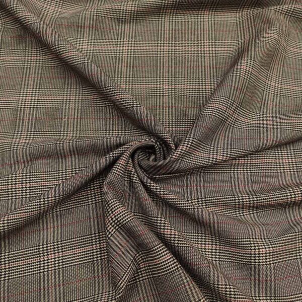 Tessuto Principe di Galles nero - bianco - rosso