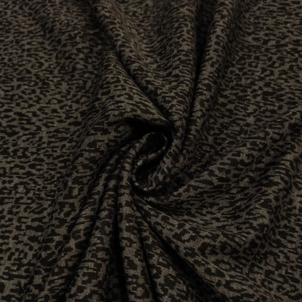 Tessuto Punto Milano a fantasia motivo animalier nero - grigio