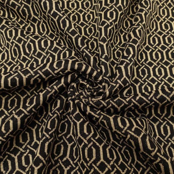 Tessuto Punto Milano a fantasia motivo geometrico lurex nero - oro