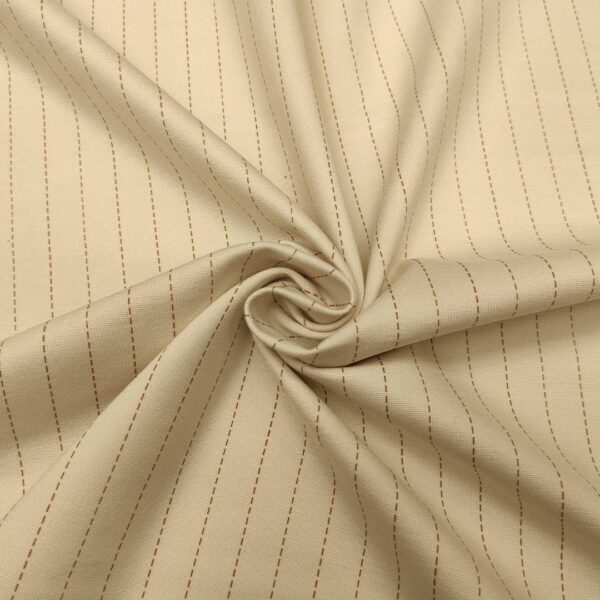 Tessuto Punto Milano a fantasia motivo gessato panna - marrone