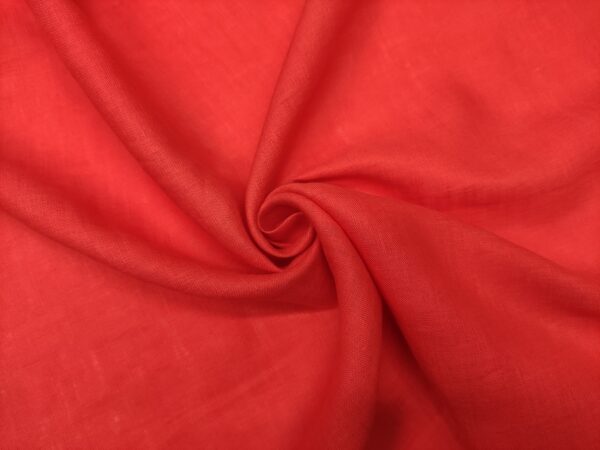 Tessuto Puro Lino in tinta unita corallo