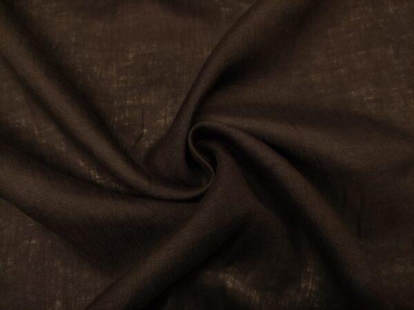 Tessuto Puro Lino in tinta unita marrone