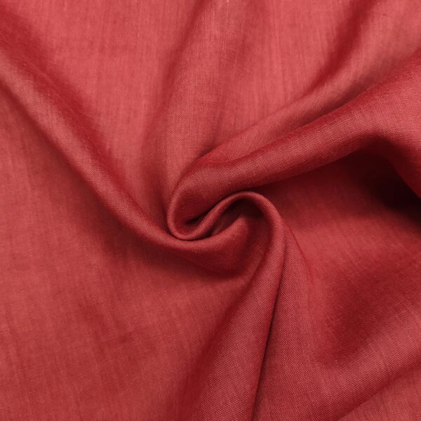 Tessuto Puro Lino in tinta unita rosso india