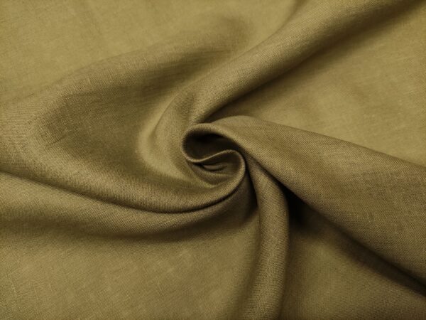 Tessuto Puro Lino in tinta unita verde militare