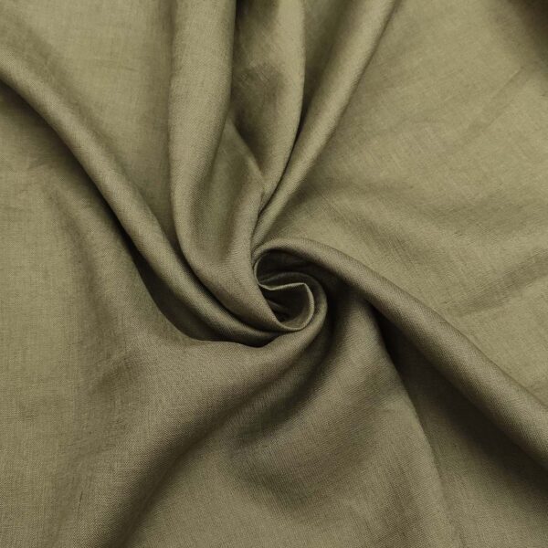 Tessuto Puro Lino in tinta unita verde militare