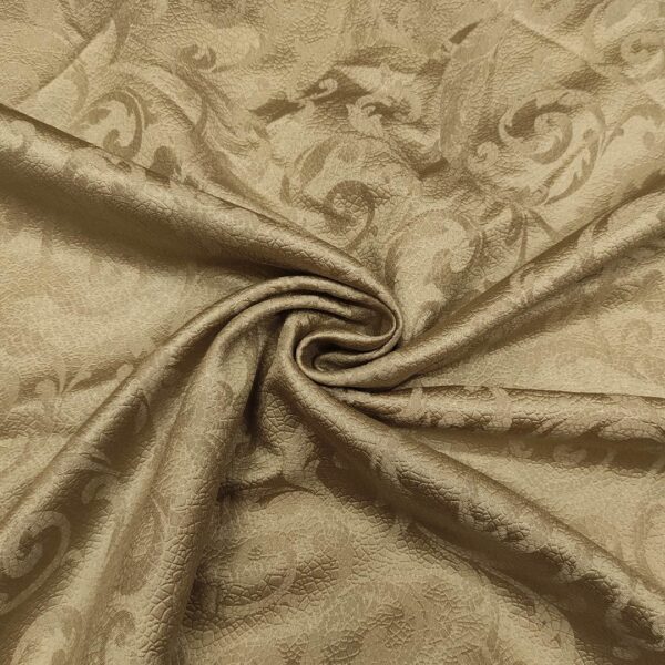 Tessuto Raso Damascato per Arredamento motivo floreale barocco tinta unita tortora