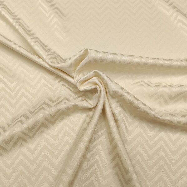 Tessuto Satin leggero jacquard motivo geometrico tinta unita panna