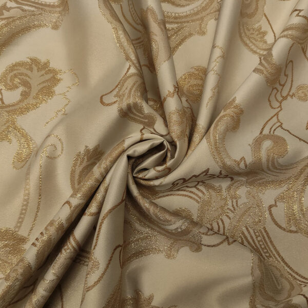 Tessuto Raso per Arredamento motivofloreale cashmere tortora - oro