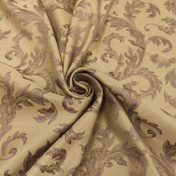 Tessuto Raso damascato per arredo motivo floreale barocco tortora - lilla