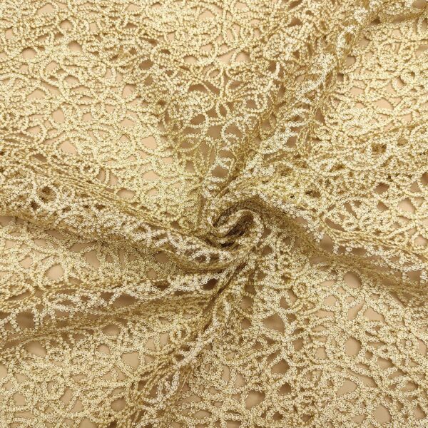 Tessuto Pizzo a rete motivo astratto oro