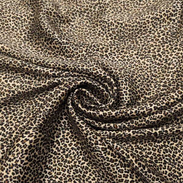 Tessuto Satin a fantasia motivo animalier marrone - beige - nero