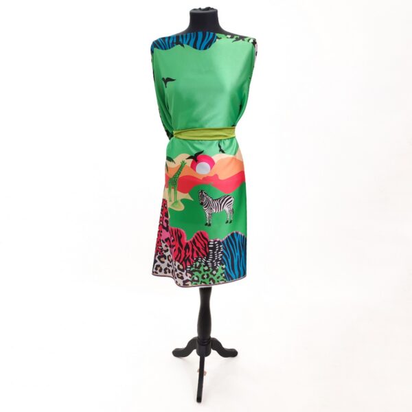 Tessuto Satin a fantasia motivo animalier - astratto verde