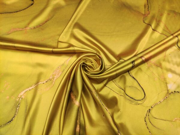 Tessuto Satin a fantasia motivo astratto giallo - ocra