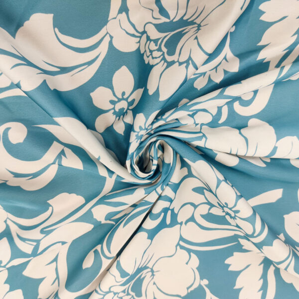 Tessuto Satin a fantasia motivo floreale bianco - carta da zucchero