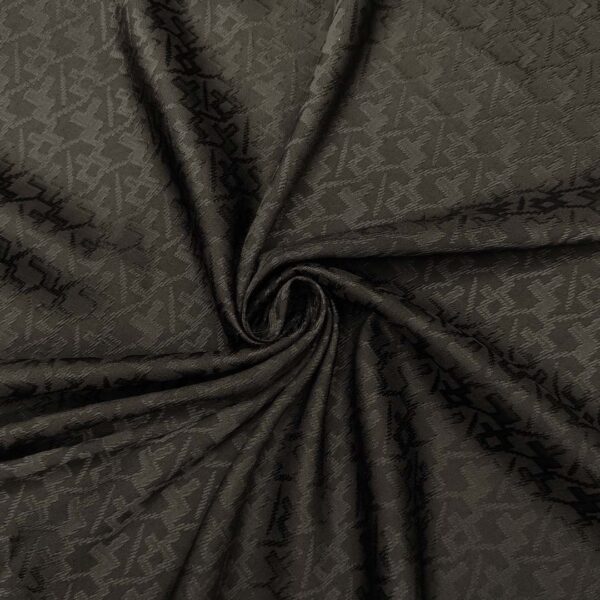 Tessuto Satin Jacquard motivo geometrico tinta unita nero