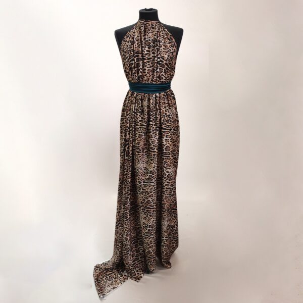 Tessuto Satin a fantasia motivo animalier beige - nero - marrone