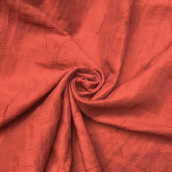 Tessuto Taffetà tinta unita effetto stropicciato rosso