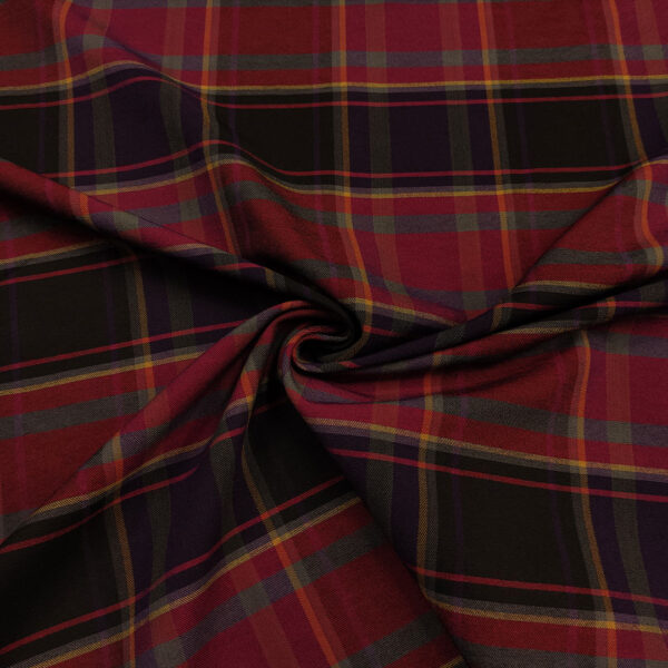 Tessuto Tartan bordeaux - viola - ocra