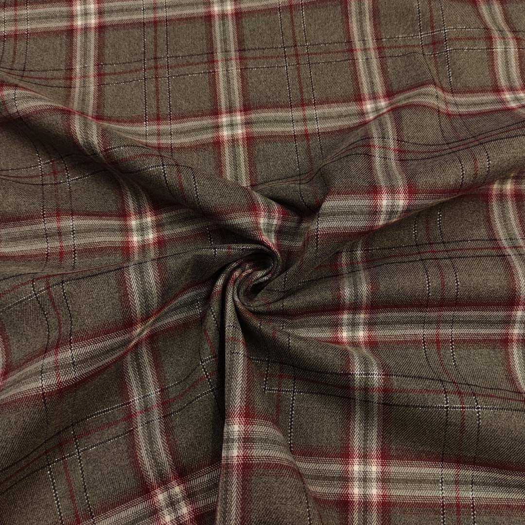 Tessuto Tartan Poliviscosa A Quadri – Qualità Forte E Stretto – Largo 147 Cm – Grigio Beige D25 (al Metro)