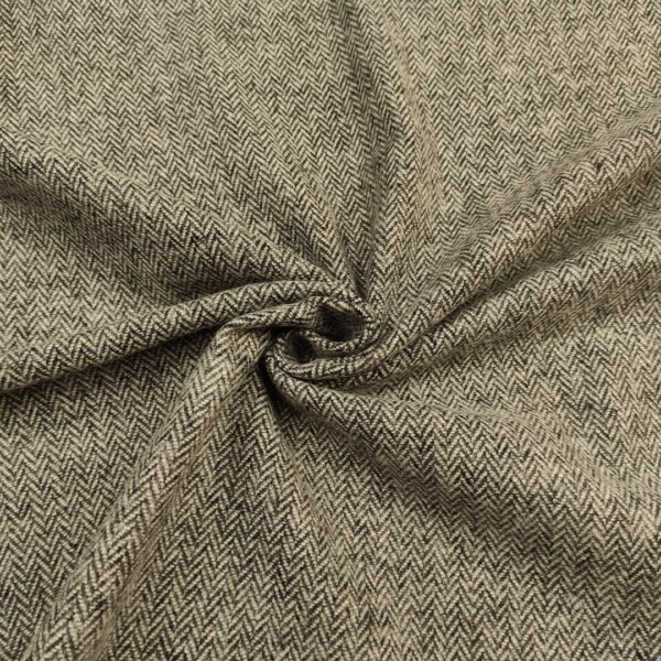 Tessuto Spigato in misto lana grigio - nero