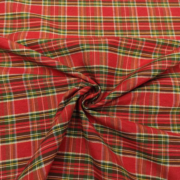 Tessuto Tartan lurex Natalizio decorativo rosso - verde