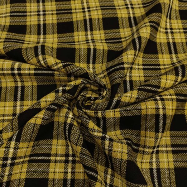 Tessuto triplo cady di lana motivo quadri grandi giallo - nero