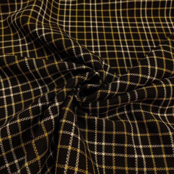 Tessuto triplo cady di lana motivo quadri piccoli giallo - nero