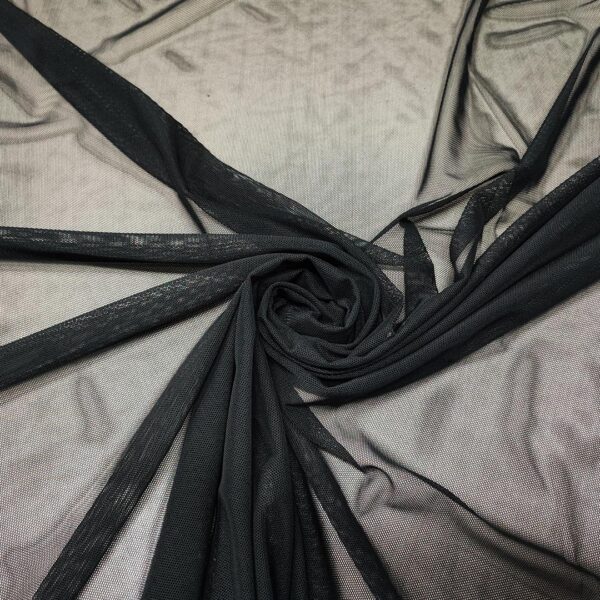 Tessuto Tulle bielastico tinta unita nero
