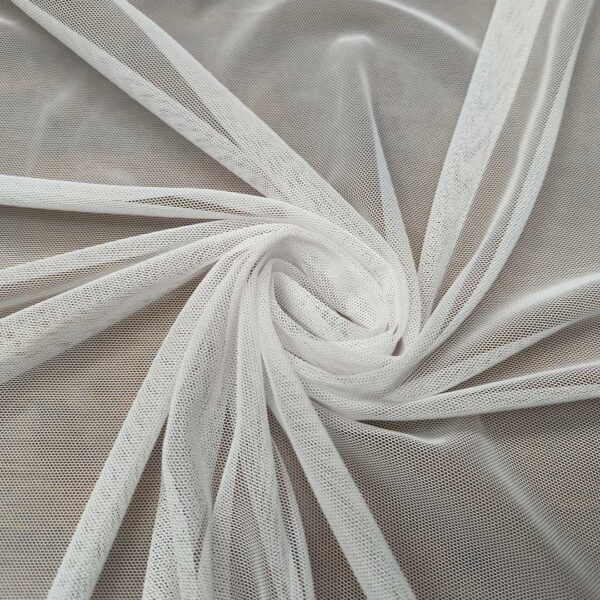 Tessuto Tulle bielastico tinta unita bianco