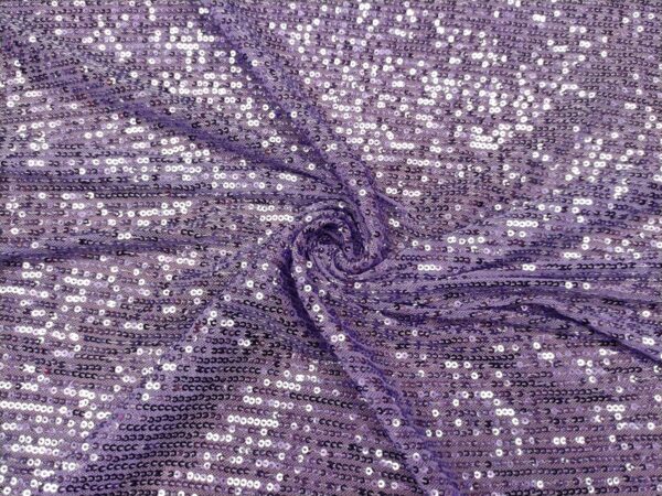 Tessuto Tulle Elasticizzato Ricamato con paillettes lilla