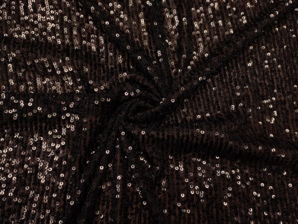 Tessuto Tulle Elasticizzato Ricamato con paillettes nero