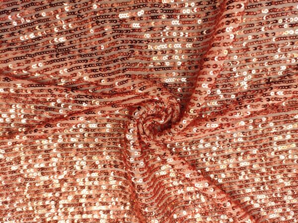 Tessuto Tulle Elasticizzato Ricamato con paillettes rosa salmone