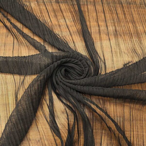 Tessuto Tulle elasticizzato Plissè tinta unita nero