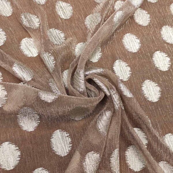 Tessuto Tulle elasticizzato lurex motivo pois rosa