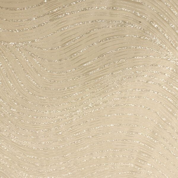 Tessuto Tulle mano seta con Glitter motivo onde astratte bianco seta