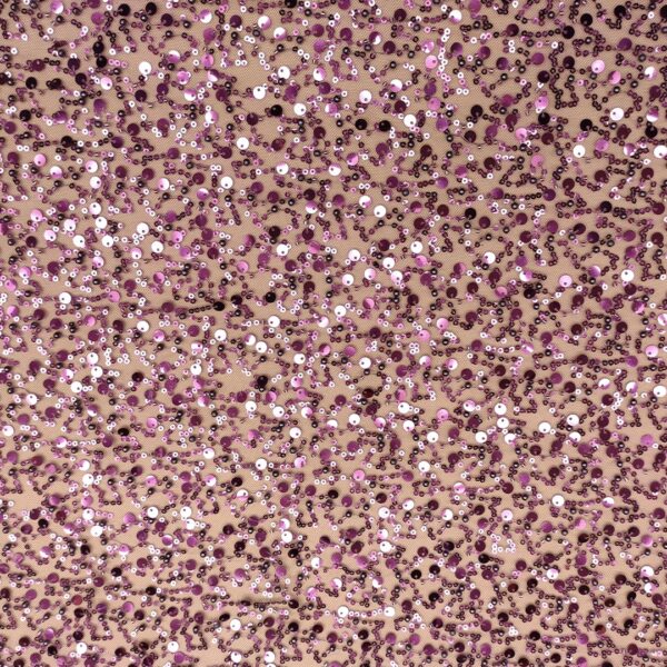Tessuto Tulle mano seta ricamato con perline e paillettes vinaccio