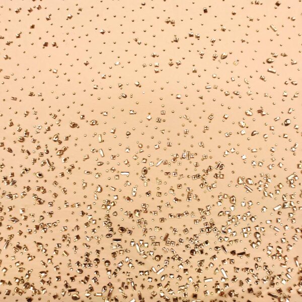 Tessuto Tulle mano seta ricamato con pietre motivo degradè oro