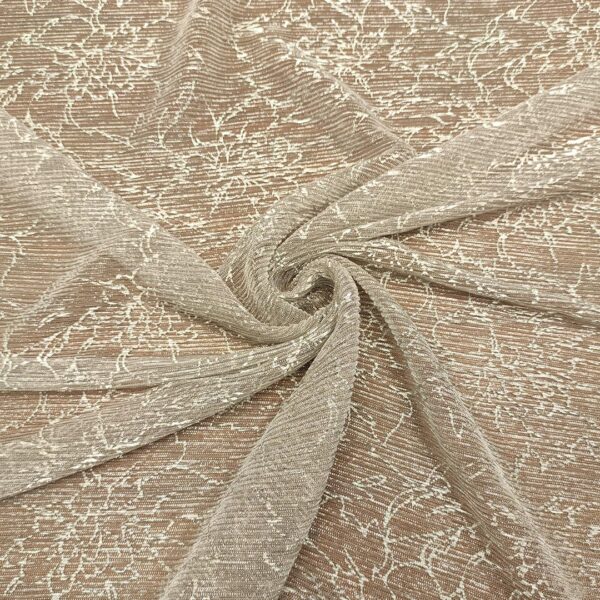 Tessuto Tulle Plissè lamè a fantasia motivo floreale argento