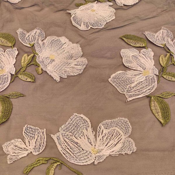 Tessuto tulle - pizzo mano seta ricamato motivo floreale rosa - blu - verde