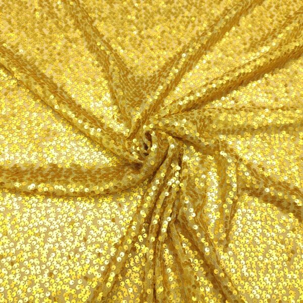 Tessuto Tulle ricamato con paillettes tinta unita giallo
