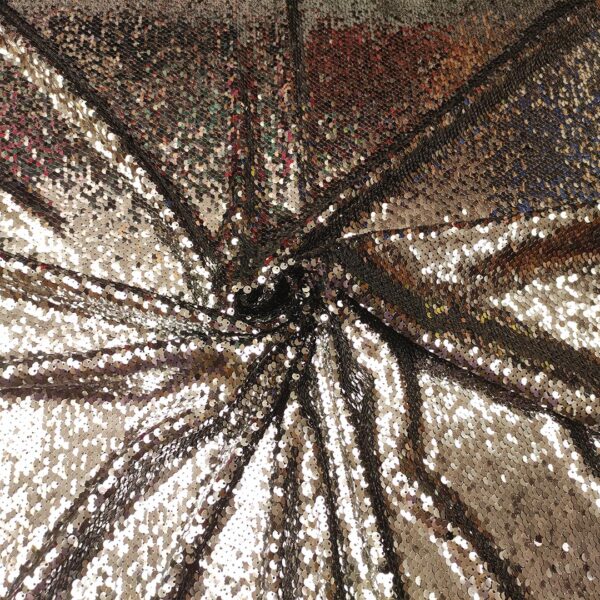 Tessuto Tulle ricamato con paillettes nero - argento