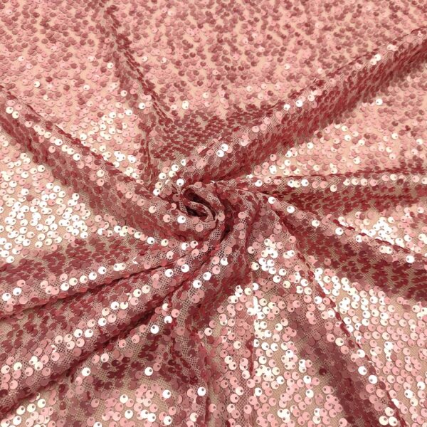 Tessuto Tulle ricamato con paillettes tinta unita rosa ortensia