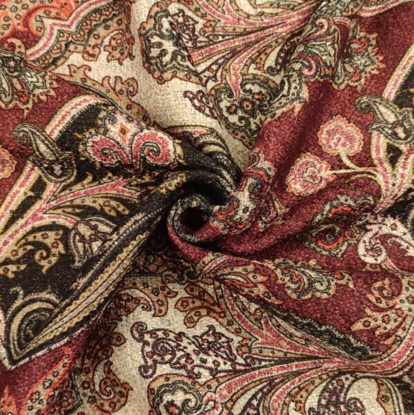 Tessuto Tweed bouclè a fantasia motivo floreale cashmere bordeaux - nero - grigio