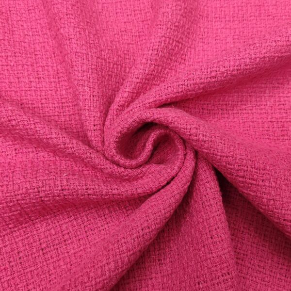 Tessuto Tweed Bouclé in cotone tinta unita fucsia